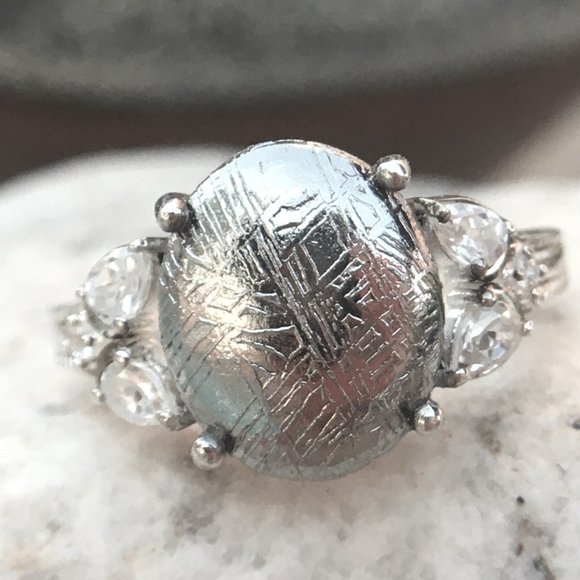 RARE Meteorite Cabochon Ring .925 Silver, Size 6, Genuine Muonionalusta - Picture 10 of 16